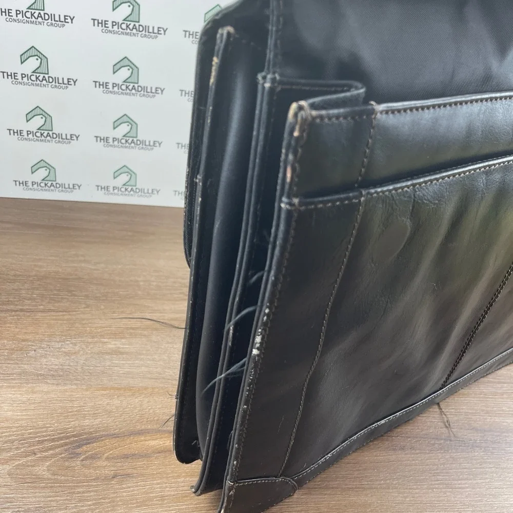 Wilsons Leather Briefcase Black Genuine Leather Double Buckle‎ Messenger Bag